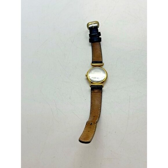 Vtg Fossil Women's Watch DR-2020 Mother of Pearl Face Pink Detail Black Leather - Picture 4 of 7